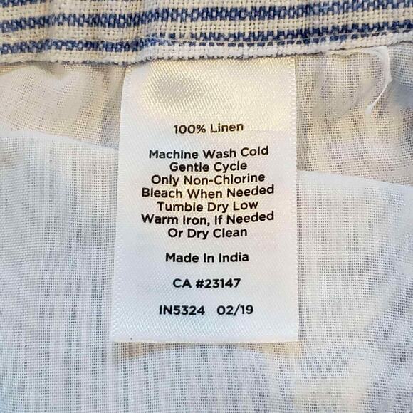 Talbots Pants Crop Linen Women’s Size 12 Blue White Striped Nantucket Lagenlook - Picture 7 of 8